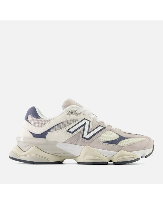 New Balance White 9060 Logo-applique Leather And Mesh Low-top Trainers