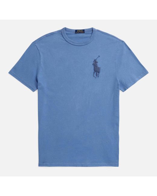 Polo Ralph Lauren Blue Big Pony Logo-Embossed T-Shirt for men