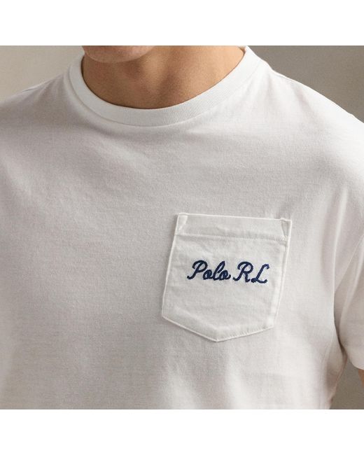 Polo Ralph Lauren White Custom Slim Fit Back Logo Bear Cotton T-Shirt for men