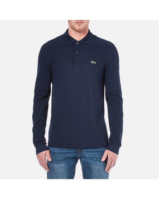 Lacoste Leather Alligator Long Sleeve Polo Shirt in Navy Blue (Blue) for  Men - Save 73% | Lyst