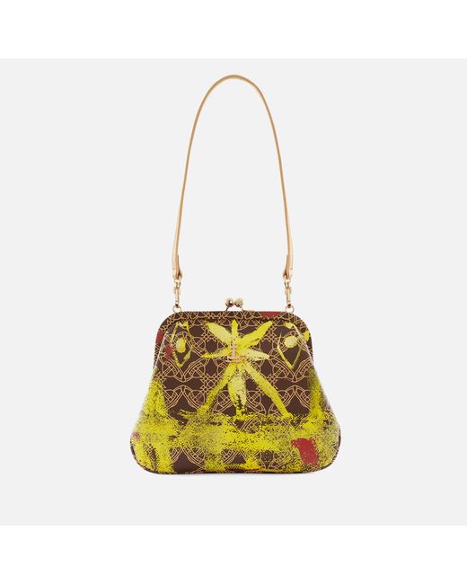 Vivienne Westwood Yellow Vivienne's Clutch Orborama Jacquard And Leather Bag