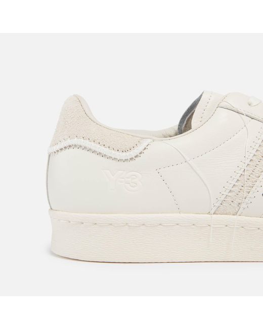 Y-3 White Superstar Embroidered Leather And Suede Trainers for men