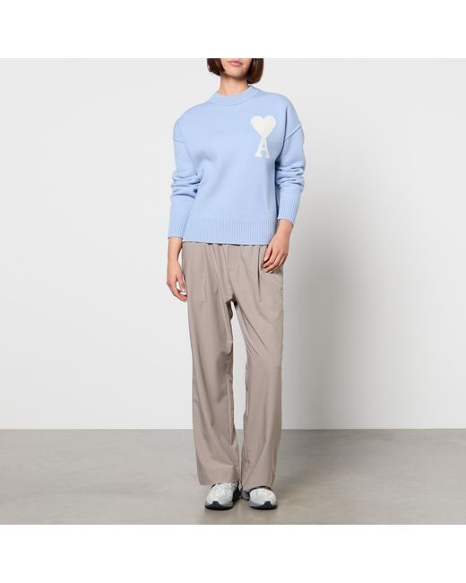 AMI Blue Off Adc Wool Sweater