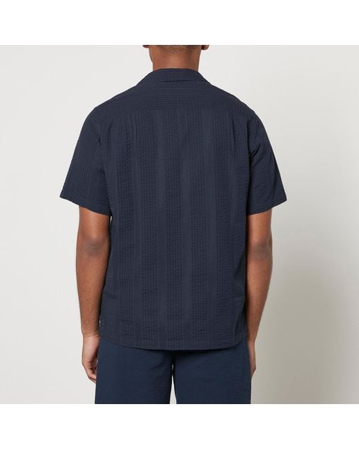Portuguese Flannel Blue Praia Cotton-seersucker Shirt for men