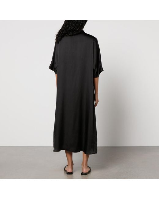 Anine Bing Black Julia Silk-Blend Satin Midi Dress