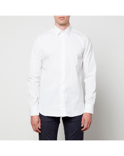 Canali White Slim-fit Cotton-blend Poplin Shirt for men