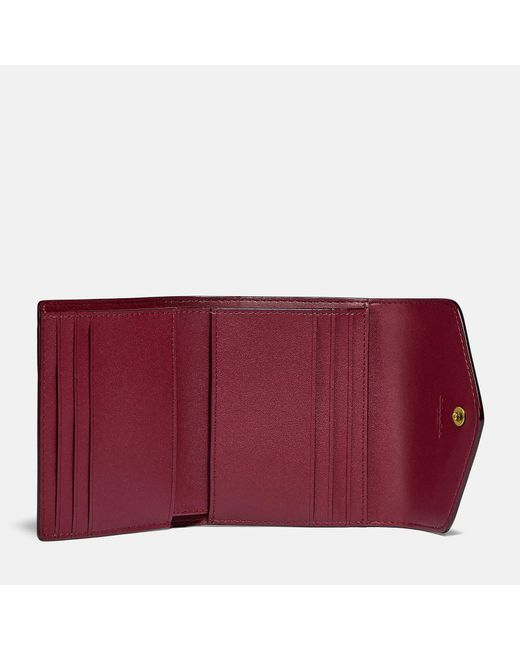 COACH Red Colorblock Coated Canvas Signature Wallet
