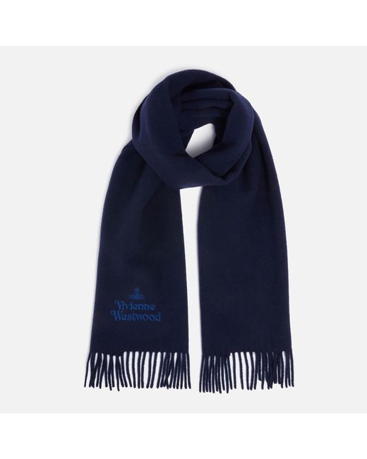 Vivienne Westwood Blue Logo-embroidered Wool Scarf for men