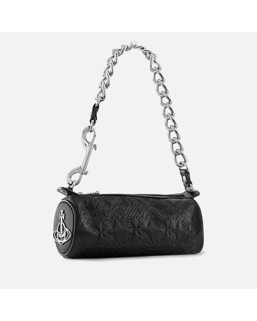 Vivienne Westwood Cindy Cylinder Orb-embossed Bag in Black Vivienne Westwood Cindy Cylinder Orb-embossed Bag in Black
