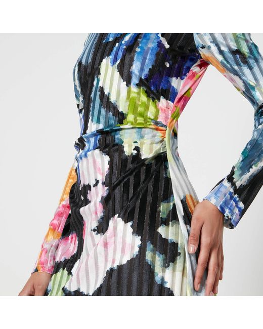 Stine Goya Blue Blackley Devoré Velvet Midi Dress