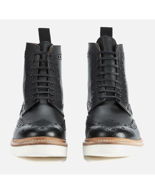 Grenson Fred V Brogue Boot in Black for Men Lyst Australia