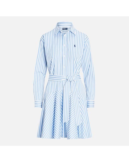 Polo Ralph Lauren Blue Striped Paneled Shirtdress