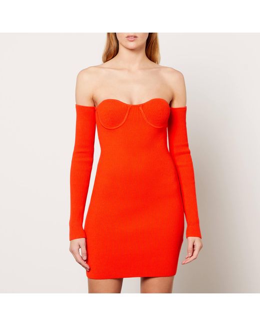 Helmut Lang Red Contour Mini Pinched Dress