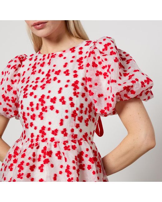Sister Jane Red Dream Floral-Jacquard Organza Midi Dress