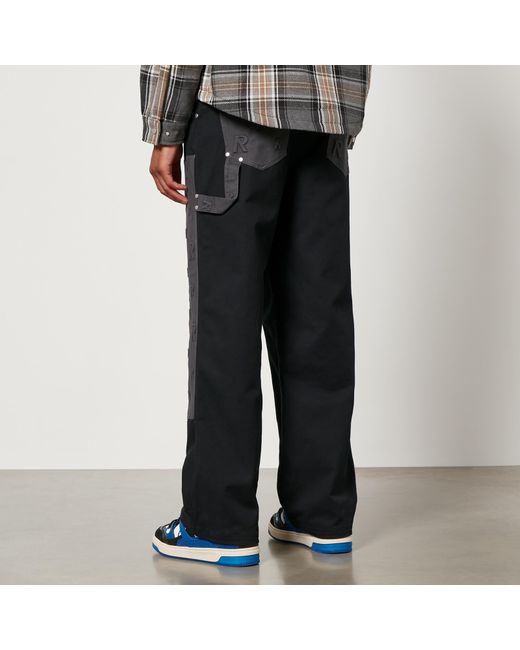 Represent Black Embossed Utility Cotton-Twill Trousers for men