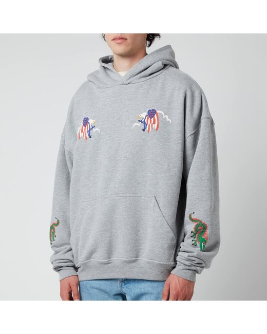Rhude Gray Hardcore Eagle Graphic Hoodie for men