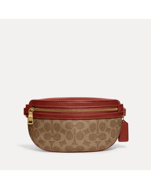 COACH Brown Coated Canvas Signature Bethany Leather Belt Bag