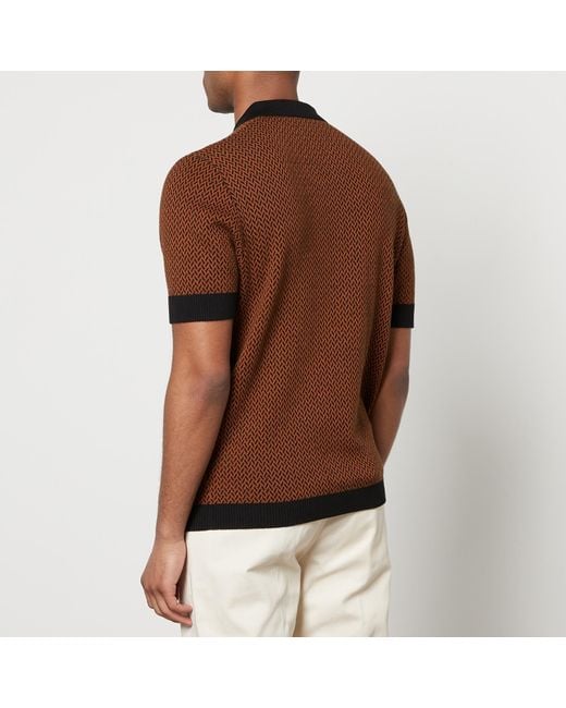 Percival Brown Casa Martini Cotton-Jacquard Polo Shirt for men
