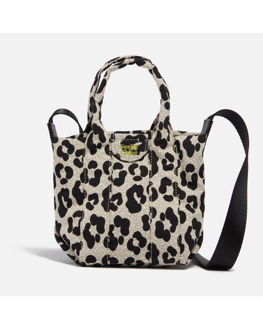See By Chlo Laetizia Leopard Cotton Tote in Black Lyst Australia