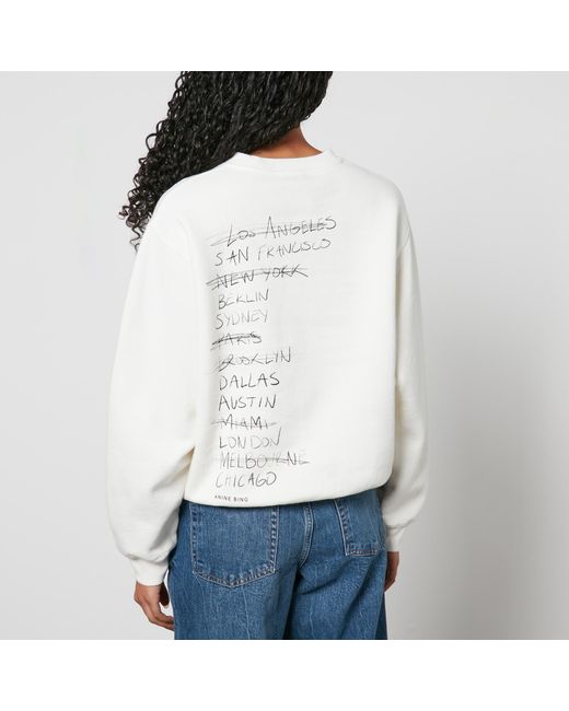 Anine Bing White Ramona Doodle Cotton-Jersey Sweatshirt