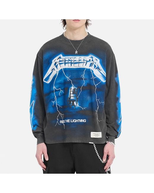 REPRESENT x Metallica Blue Ride The Lightning Cotton-Blend T-Shirt for men
