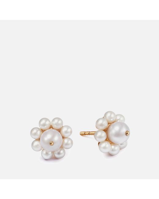 Daisy London White Shrimps Pearl 18-karat Gold-plated Earrings
