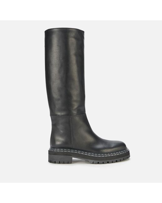 Proenza Schouler Black Lug Sole Leather Knee High Boots