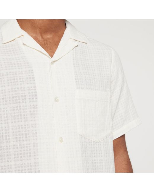 Portuguese Flannel White Grain Open-knit Cotton Shirt for men