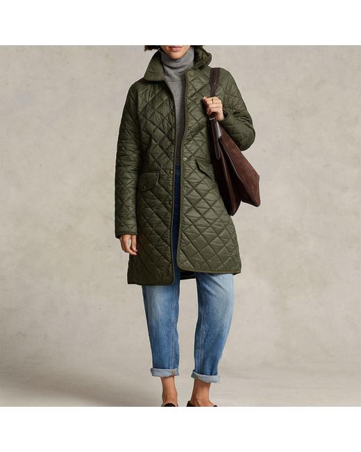 Polo Ralph Lauren Recycled Taffeta Quilted Coat in Green Lyst UK