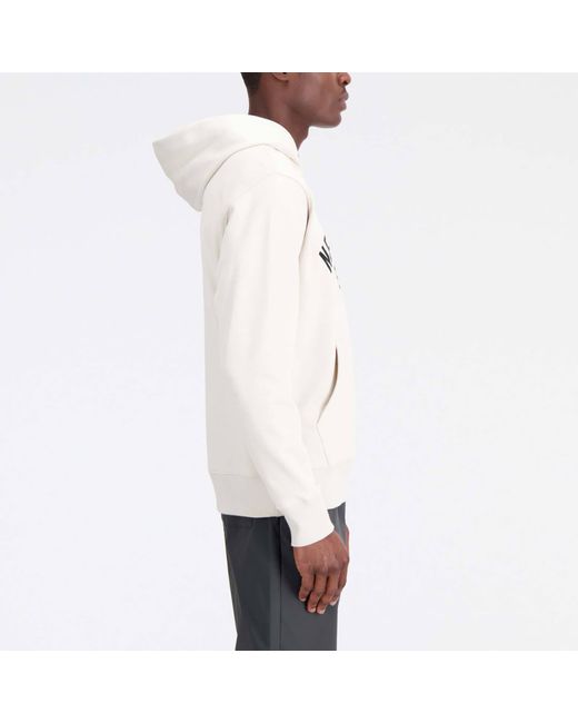 New Balance White Essentials Varsity Cotton-Blend Fleece Hoodie for men