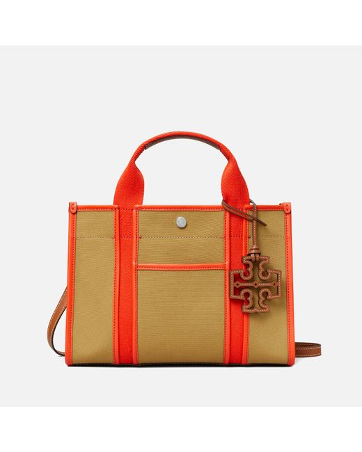 Tory Burch Red Twill Small Tote Bag