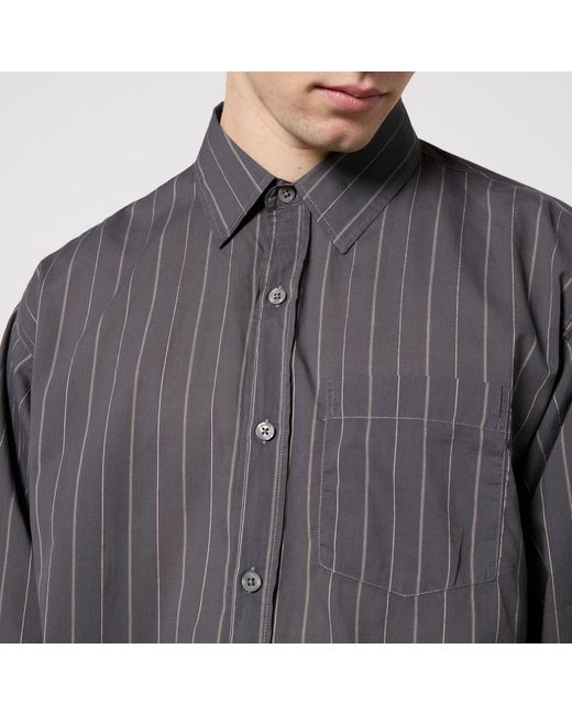 mfpen Gray Executive Pinstriped Recycled Cotton Shirt for men