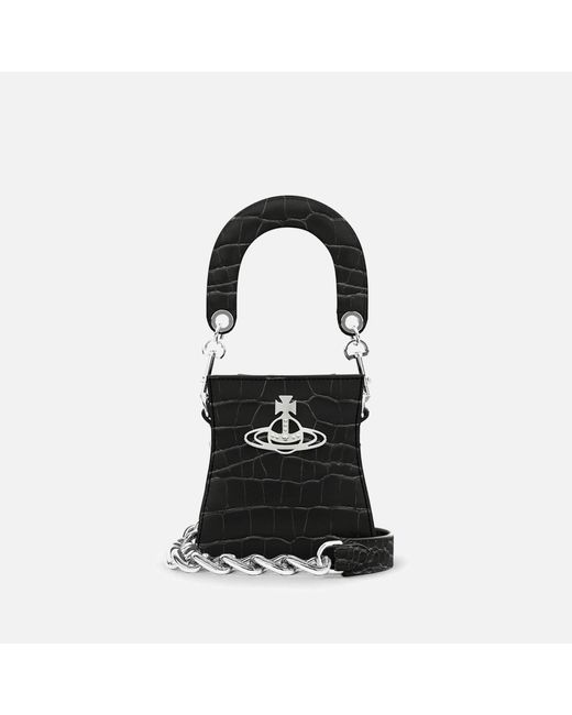 Vivienne Westwood Kelly Crocstyle Leather Small Handbag in Black Lyst