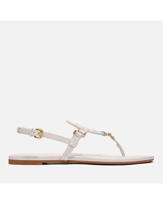 COACH White Jeri Leather Toe Post Sandals