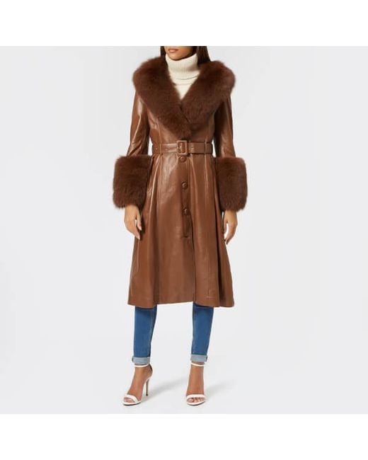 Saks Potts Brown Foxy Leather Coat