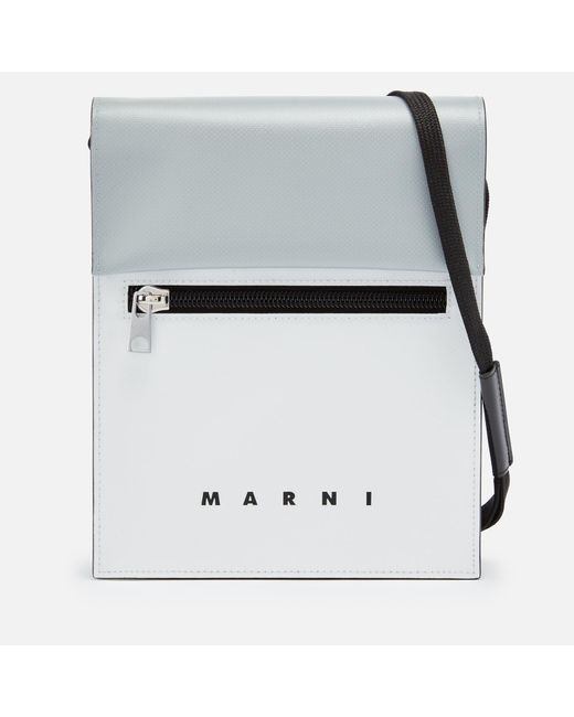 Marni White Colour-block Faux Leather Messenger Bag for men