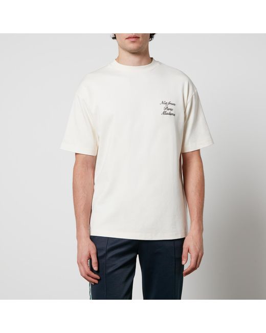 Drole de Monsieur White Le T-Shirt Slogan Cursive Cotton-Jersey T-Shirt for men