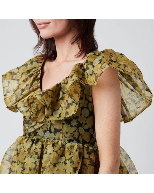 Ganni Organza Dress in Yellow | Lyst