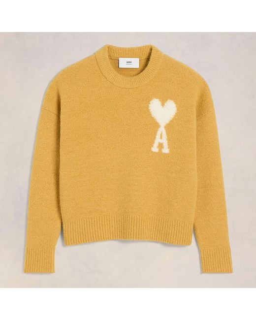 AMI Yellow Sweater With Logo for men
