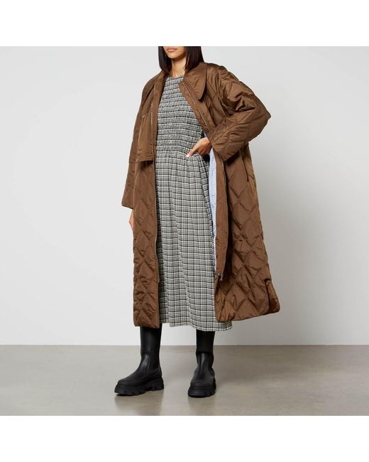 Ganni Green Quilted Ripstop Coat