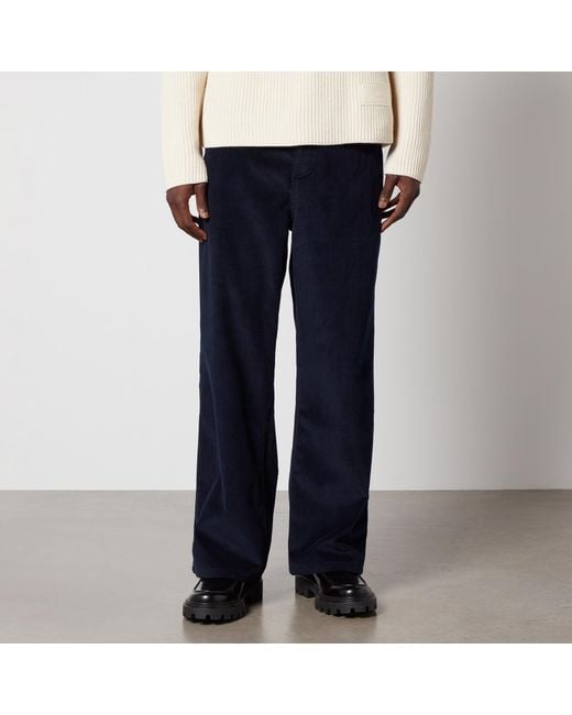 AMI Natural Cotton-Corduroy Wide-Leg Trousers for men
