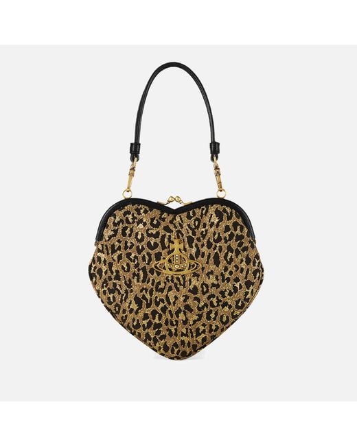 Vivienne Westwood Brown Belle Leopard Lurex Heart Frame Purse