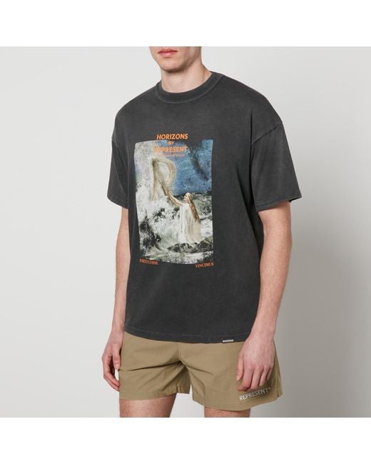 Represent Gray Higher Truth Logo-Print Cotton-Jersey T-Shirt for men