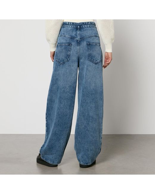 Isabel Marant Blue Jordy Whiskered Denim Wide-Leg Jeans