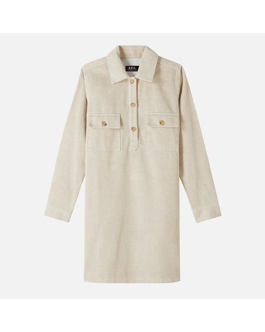 A.P.C. Natural Mia Cotton-Blend Corduroy Shirt Dress