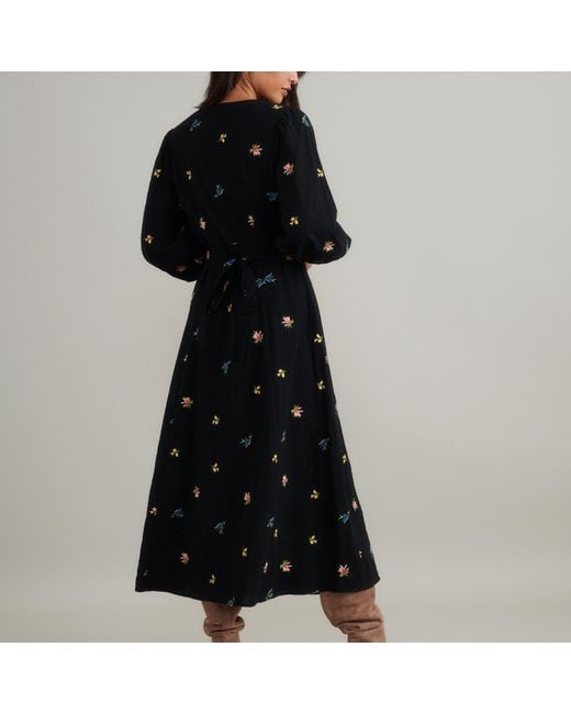 Nobody's Child Black Shannon Cotton-Gauze Midi Dress