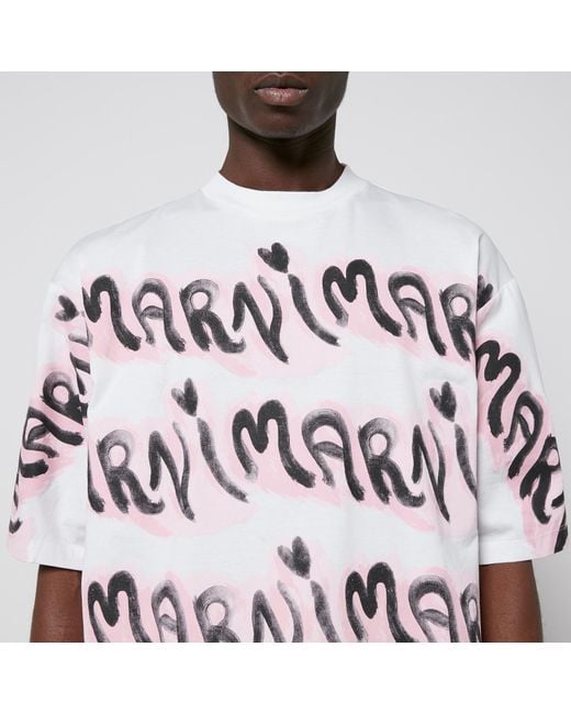 Marni Red Logo-Print Cotton-Jersey T-Shirt for men