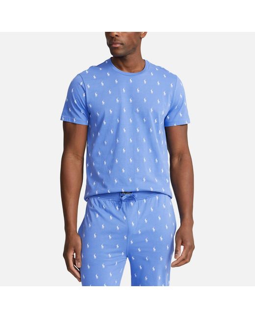 Polo Ralph Lauren Blue Logo-Print Cotton Lounge T-Shirt for men