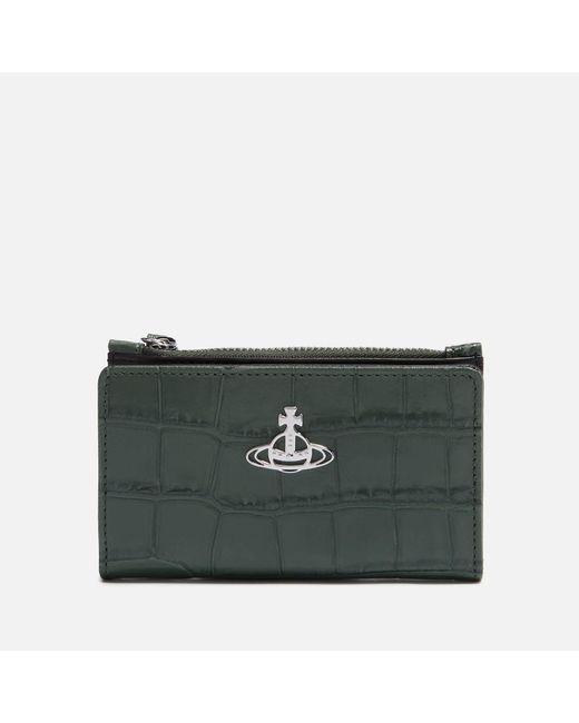 Vivienne Westwood Green Crocodile-effect Leather Cardholder for men