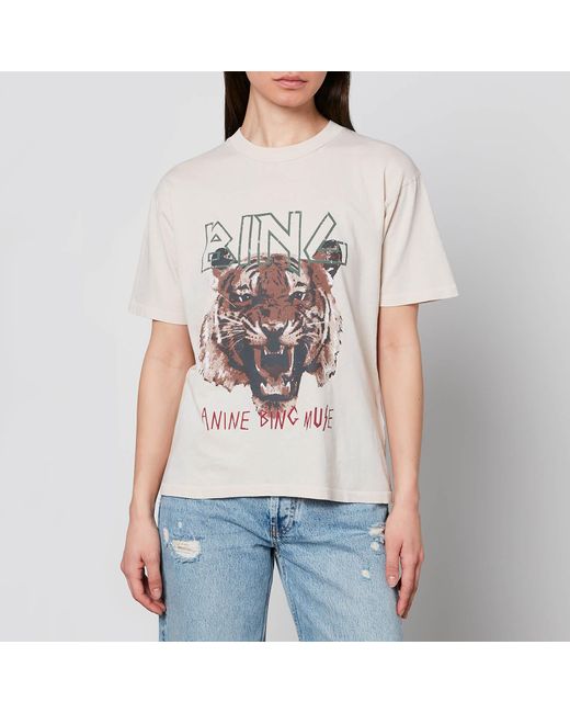 Anine Bing Natural Tiger Cotton T-shirt